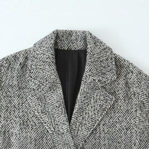 Abrigo Largo Informal de Manga Larga con Cuello de Solapa y Botones, Color Gris Otoñal, Tejido de Poliéster, para Mujer - Product Image 3