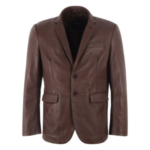 Custom 100% Genuine Napa Leather <b>Men</b>’s Blazer Fashion Fit Private Label Bulk Wholesale Trend Bubble Top Grain Leather Style Coat - Product Image 1