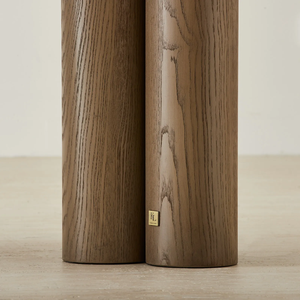 Mesa Consola Moderna Minimalista con Tapa de Mármol y Base de Pedestal de Teca Sólida con Panel de Almacenamiento - Muebles para Sala de Estar Saila - Product Image 6
