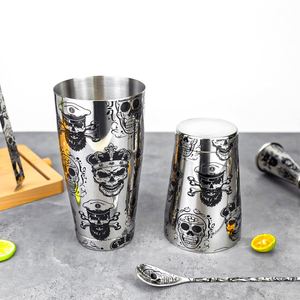 Coctelera Boston de Acero Inoxidable con Grabado de Calavera, 18+28oz (850+550ml), para Bar y Club - Product Image 2