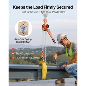 Heavy Duty Manual Lever Chain <b>Hoist</b> 3T 6600LBS Capacity 10FT Lift G80 Alloy Steel Dual Pawl Mechanical Come Along - Product Image 3