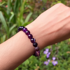 Natural Stone Amethyst Quartz Agate Love Bead Bracelet Vintage Bohemian Christian Jewelry - Product Image 3