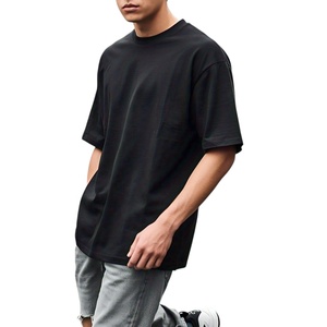 Alta calidad peso pesado 280 gramos poliéster algodón de gran tamaño hombro caído cuello redondo 100% algodón camiseta para hombres ajuste suelto - Product Image 1