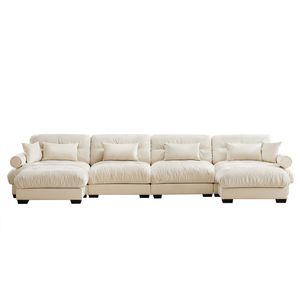 Divano Sezionale Moderno a U in Velluto, 4 Posti, con Pouf Mobili, Convertibile, Profondo e Confortevole, Imbottito per Soggiorno - Product Image 5