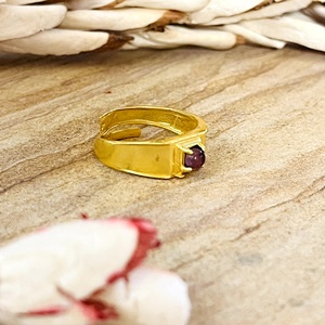 Modern Style Minimal Gemstone <b>Ring</b> Minimalist Brass <b>Rings</b> <b>Men</b> 18k Gold Plated Geometric Band Simple Solitaire Wholesale/OEM/ODM - Product Image 2