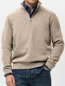 <b>Top</b> Selling 100% Cotton <b>Men's</b> Oversized Quarter <b>Zip</b> <b>Up</b> Sweatshirts Flexible Bottom Rib Drop Shoulder Sew Cuff <b>Men</b> Daily Outwear - Product Image 5