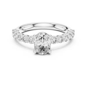 Anillo Solitario Elegante con Diamante Ovalado de 1 Quilate Cultivado en Laboratorio, Engastado en Oro Blanco de 18 Quilates, para Bodas, Compromisos, Fiestas, Uso Diario y de Oficina - Product Image 5