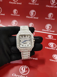 Luxe marque Moissanite montre Hip Hop buste vers le bas glacé montre pour unisexe diamant acier inoxydable rappeur montre-bracelet - Product Image 2