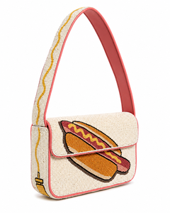 Luxury Handmade Hot <b>Dog</b> Glass Beaded Shoulder Bag Novelty Food Designer Flap Handbag Fashion Statement Purse OEM ODM Wholesale - Product Image 1