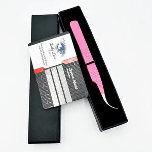 LUCKY LASH <b>TOOLS</b> Matte Color Stainless Steel Curved Shaped Eyelash Tweezers Comfort Grip <b>Smooth</b> Grip Sustainable Lash Tweezers - Product Image 4