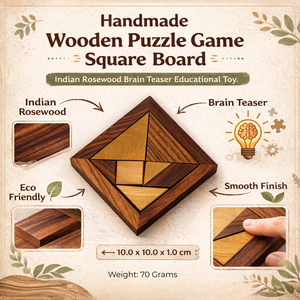 Handmade Wooden <b>Puzzle</b> <b>Game</b> Square Board | Indian Rosewood Brain Teaser Educational Toy | Kids Adults IQ <b>Puzzle</b> Set - Product Image 5