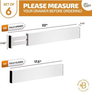 Organizzatori per Cassetti in Bambù Espandibili e Regolabili da 17\" e 21.5\", Set da 6, Divisori Grandi per Utensili da Cucina - Product Image 4