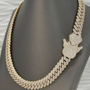 Collier gourmette de luxe en moissanite dorée, plaqué rhodium, argent 925, chaîne statement glacée, bijoux hip-hop pour hommes et femmes, qualité supérieure - Product Image 2
