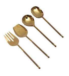 Cuillère en laiton traditionnelle indienne pour ensemble Thali, cuillère décorative en laiton pour service festif, cuillère robuste pour une utilisation durable - Product Image 5
