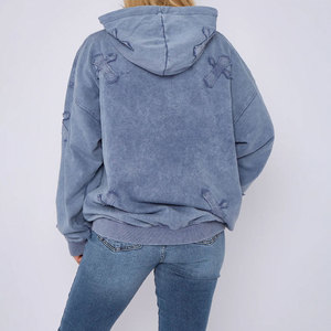 Vente en gros : Nouveauté – Sweat à capuche délavé au design optimal pour femme, coupe décontractée et ample, style streetwear automne, personnalisable - Product Image 4