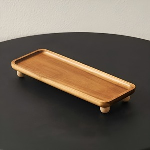 Bandeja Rectangular de Madera Hecha a Mano con Patas, Elevada, de Madera Natural Sólida, para Exhibición en Mesa de Cocina o Encimera - Product Image 2