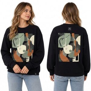 Sudaderas de algodón para mujer con estampado de camuflaje oscuro, cuello redondo, forro polar grueso, corte holgado y manga larga - Product Image 5