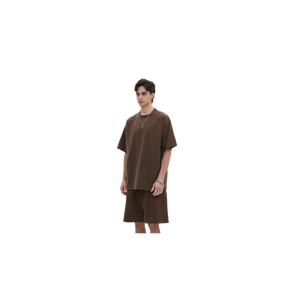 Premium 300 GSM Heavyweight Men's Oversized Short Sleeve O-Neck T-<b>Shirt</b> Solid Color Casual Style <b>100</b>% Cotton Jersey Knitted Fit - Product Image 2
