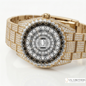 Montre Rolax Skyy-Dweller en Moissanite et Diamant, Or Jaune 40mm, Analogique à Quartz, Verre Saphir, Fermoir Déployant, Style Dessin Animé Antique - Product Image 5