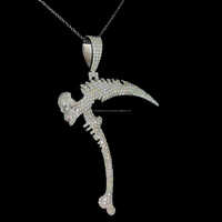 Pendentif personnalisé Hip Hop en argent sterling 925 plaqué or avec diamant Moissanite en forme de crâne, design de fête