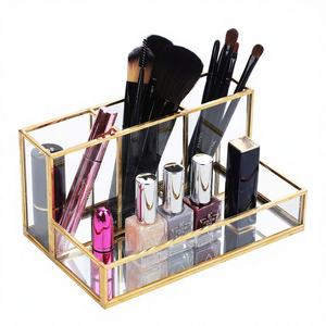 Organizador de Maquillaje Moderno y Ecológico de 5 Compartimentos, Decorativo en Dorado, Personalizado, de Metal Transparente, a Bajo Precio, en Tendencia - Product Image 1