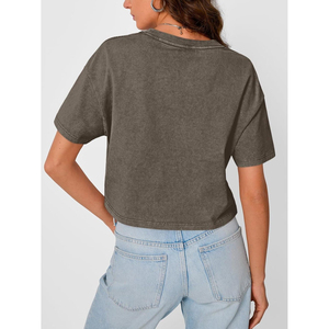 Wholesale Custom Logo Printed Unisex Acid Wash Vintage <b>Canvas</b> T-Shirts Quick Dry Breathable Women Distressed Eco-Friendly 100% - Product Image 4