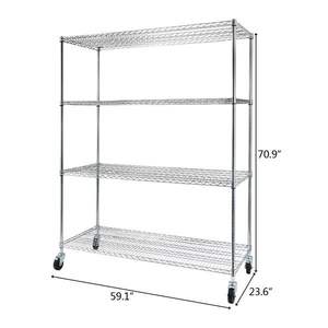 Adjustable 4-Tier Steel <b>Wire</b> Shelving Unit with 4\" Wheels Easy-to-Move Storage <b>Rack</b> - Product Image 5