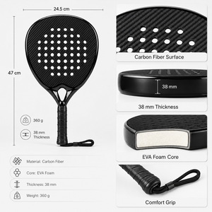 Pala de Pádel de Fibra de Carbono con Forma de Diamante, Núcleo de Espuma EVA, Ligera, para Niños, Aficionados, Júnior, OEM, Personalizada, JAS JAS004 - Product Image 3