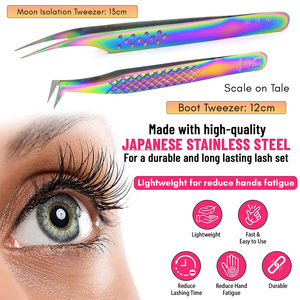 Professional Fiber Tip Eyelash Extension Tweezers <b>Precision</b> Stainless Steel Lash <b>Tool</b> for Salon Use - Product Image 4