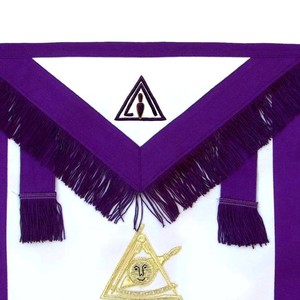 Tablier de Cérémonie pour Anciens Maîtres du Conseil, Violet et Blanc, Bordure en Gros-Grain, Liens de Taille Réglables, Poche Avant, Régalia Cérémonielle - Product Image 4