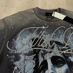 เสื้อยืดแขนสั้นพิมพ์ลายหมึกสีขาวระบายทรงสเปรย์เพชรแฟชั่นสตรีทแวร์สไตล์อเมริกันทันสมัยออกแบบได้ตามต้องการ - Product Image 6