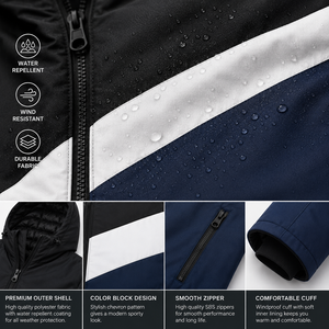 Men's Winter Hooded <b>Padded</b> <b>Jacket</b> <b>Waterproof</b> Windproof Color Block Outdoor Casual Warm Coat Full Zip Quilted <b>Jacket</b> OEM ODM - Product Image 5