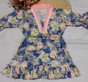 Kurtis cortos con estampado floral para mujer, con ribete rosa, corte holgado, poliéster y rayón, top informal midi para uso diario, estilo India-Pakistán. - Product Image 5