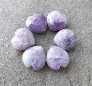 Lepidolite naturelle en forme de cœur, cabochon briolette calibré, vente en gros, pierre précieuse en vrac pour bijoux, cristal de guérison - Product Image 3