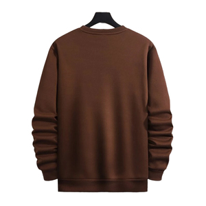 Sudadera de Hombre Marrón con Cuello Redondo, Corte Regular, Tejida, Casual, de Color Sólido y Manga Larga - Product Image 1