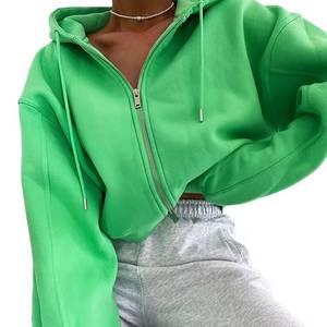 Crop <b>Hoodie</b> Fleece Long <b>Sleeve</b> Hooded Casual Solid Color Breathable Autumn Wear - Product Image 6