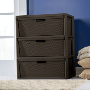 Tour de rangement en plastique à 3 tiroirs avec bacs décoratifs amovibles - Product Image 4