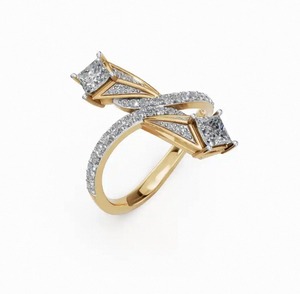 Bague en diamant de haute qualité, design de créateur, Twin Star Nebula, 0,919 carats, diamant rond FG VS, bijoux fins de qualité supérieure pour fiançailles - Product Image 2
