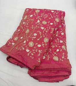 Tela de tejido puro premium con bordado de cuentas pesadas, 190 GSM, 44 pulgadas de ancho, material de diseñador de lujo para ropa de novia. - Product Image 2