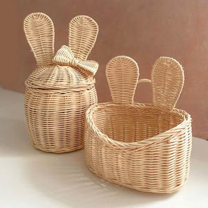 Juego de accesorios de Pascua, cesta de almacenamiento de ratán, lindas cestas con forma de conejo, precio más bajo - Product Image 1