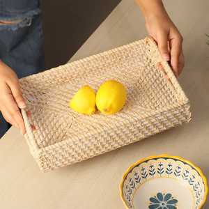 New Arrival PP Rattan Home Kitchen Dried Fruits Storage <b>Basket</b> Best Quality Rattan Rectangle Handmade Storage <b>Display</b> Tray - Product Image 5