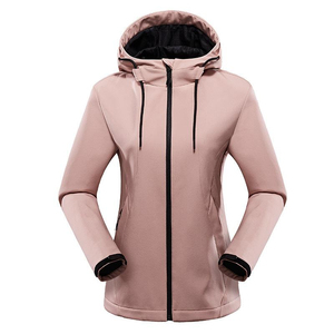 เสื้อแจ็คเก็ตผู้หญิงแบบมีฮู้ด สีเขียวอมฟ้า สำหรับฤดูหนาว ผ้า softshell แขนยาว ปิดซิป กันลม สไตล์ลำลอง สีพื้น ความยาวปกติ คอตั้ง - Product Image 5