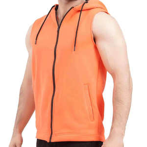 Chaleco con Capucha y Cremallera para Hombre, Sin Mangas, Color Sólido, Forro Polar, Estilo Casual, Corte Regular, Ropa de Otoño, Moderno y Deportivo - Product Image 1