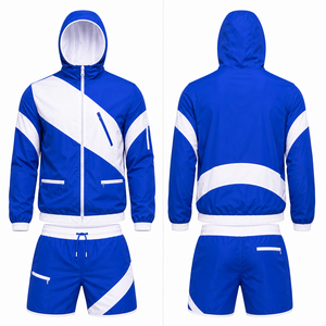 Ensemble veste coupe-vent et short pour homme personnalisé en gros, marque privée, logo personnalisé, survêtement en nylon, fournisseur de logos personnalisés - Product Image 1