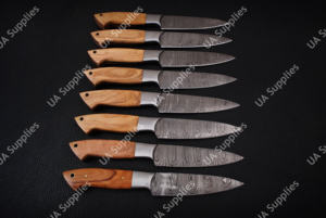 มีดสเต็กบาร์บีคิวสำหรับมืออาชีพ ทำจากเหล็กดามัสกัสเกรดอุตสาหกรรม ใช้ในครัวได้ทุกวัน ด้ามจับไม้มะกอกตามหลักสรีรศาสตร์ - Product Image 4