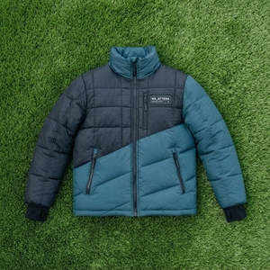 Veste matelassée pour homme, color block, col montant, empiècements diagonaux, chaude, zippée, hiver, OEM ODM, vente en gros - Product Image 6