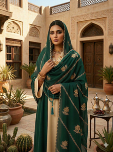 Châle islamique pour femme en voile de polyester, motif floral brodé de strass dorés multicolores, respirant, grande fleur en coton, mode estivale - Product Image 4