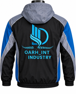 Veste coupe-vent à capuche pour homme OARH_INT INDUSTRY, couleur contrastée, polyester, fermeture éclair, style sportif d'automne - Product Image 2