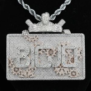 925 Custom Silver Moissanite FHG Full Diamond Pendant with VVS Link Chain Hip Hop Rapper Style Jewelry for Men and Women - Product Image 1