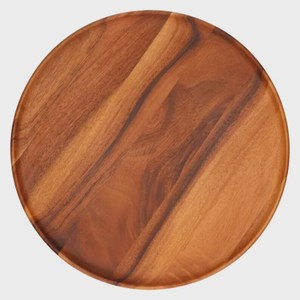 Assiette de service ronde en bois poli fait main, style Wabi Sabi, en bois massif, écologique, pour la décoration de table, objet décoratif, en stock - Product Image 4